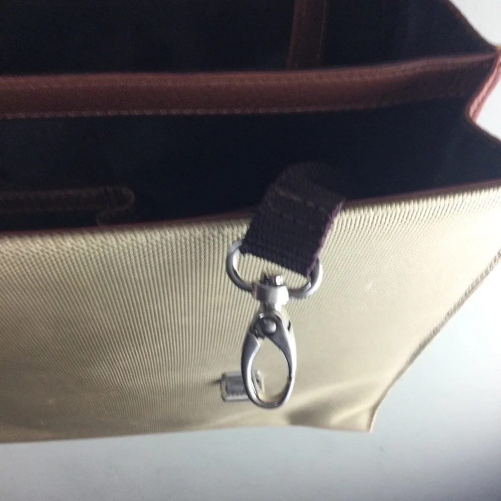 Bosca Leather and Canvas Flap Top Crossbody Messenger Briefcase